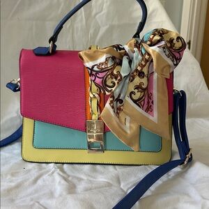 Aldo Pink, Blue, and Yellow Crossbody Bag
